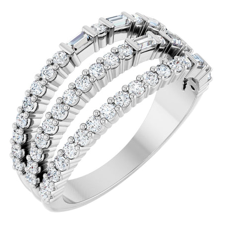 14K White Gold 7/8 CTW Natural Diamond Stacked Ring