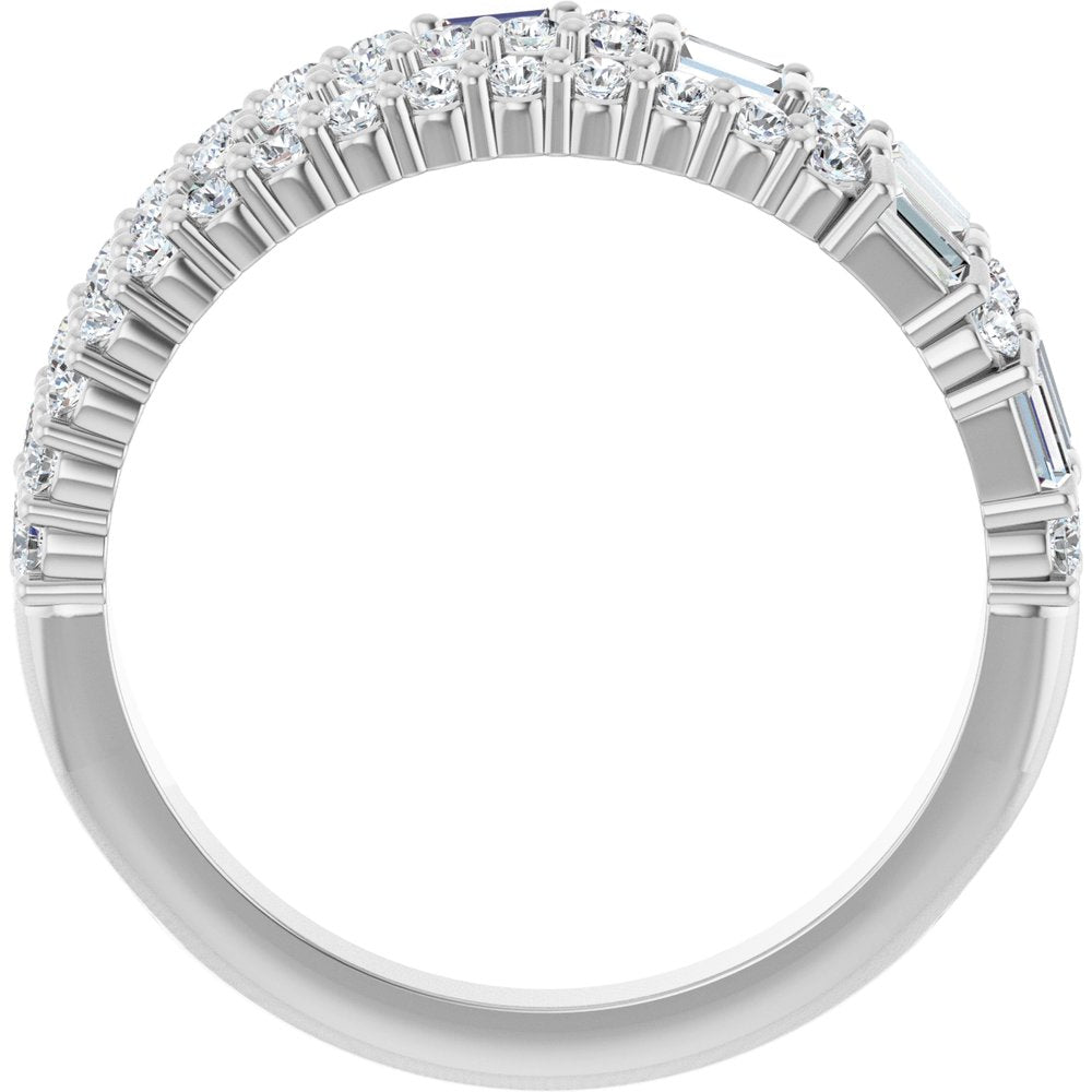 14K White Gold 7/8 CTW Natural Diamond Stacked Ring