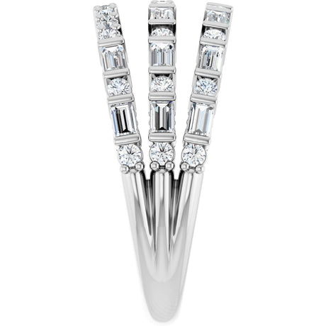 14K White Gold 7/8 CTW Natural Diamond Stacked Ring