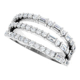 14K White Gold 7/8 CTW Natural Diamond Stacked Ring