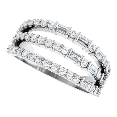 14K White Gold 7/8 CTW Natural Diamond Stacked Ring