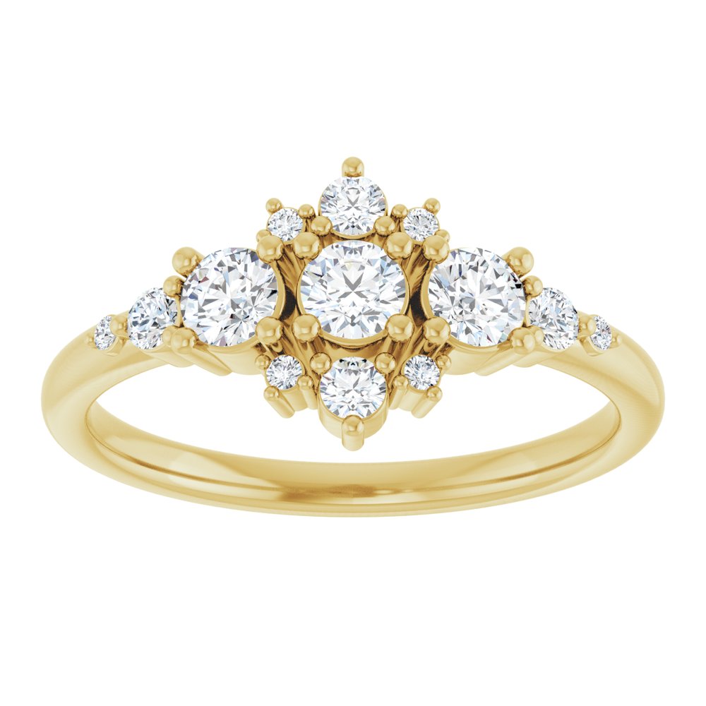 14K Yellow 1/2 CTW Natural Diamond Three-Stone Band