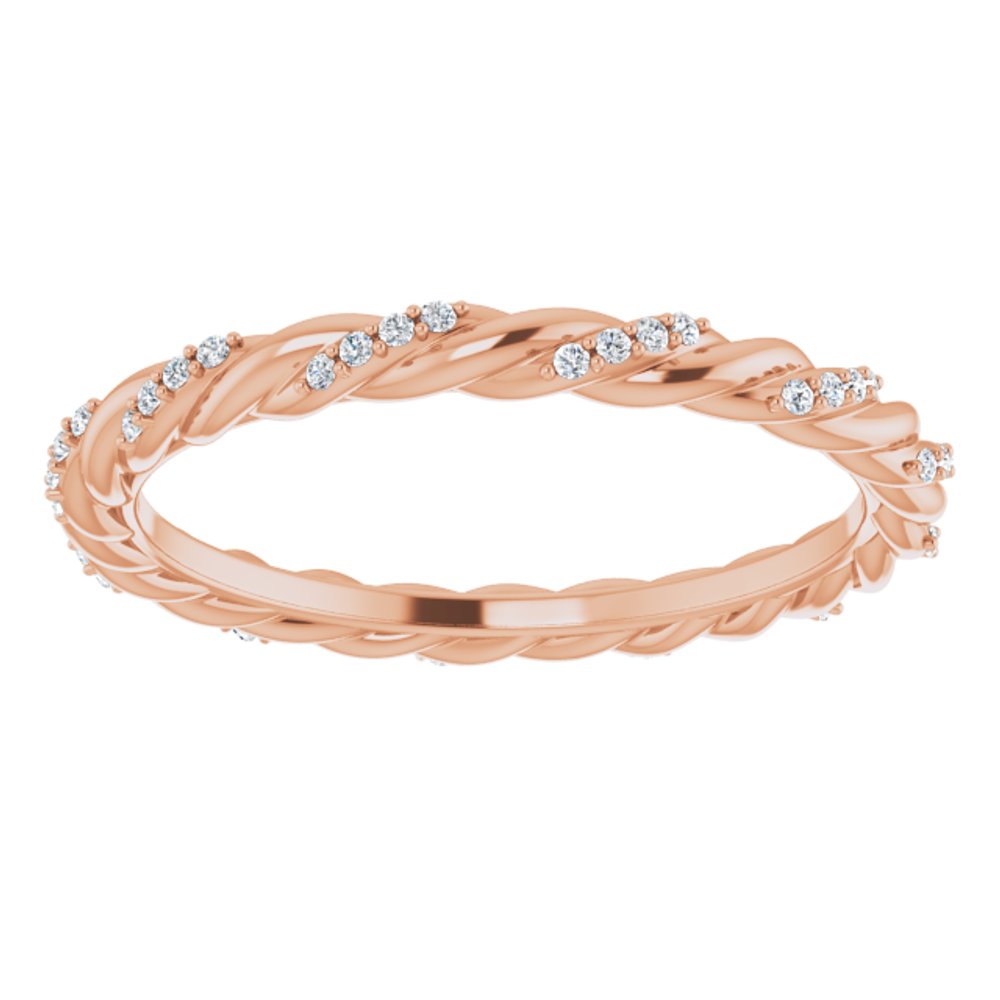 14K Rose Gold 1/8 CTW Natural Diamond Rope Eternity Band Size 5.5