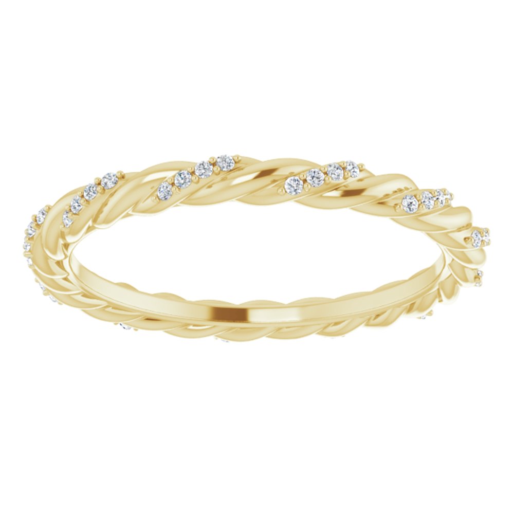14K Yellow Gold 1/10 CTW Natural Diamond Rope Eternity Band Size 7