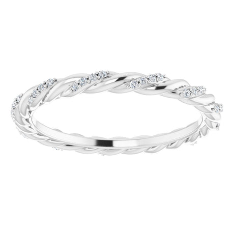 14K White Gold 1/10 CTW Natural Diamond Rope Eternity Band Size 7