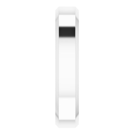 14K White Gold 4 mm Beveled-Edge Comfort-Fit Flat Band Size 7.5