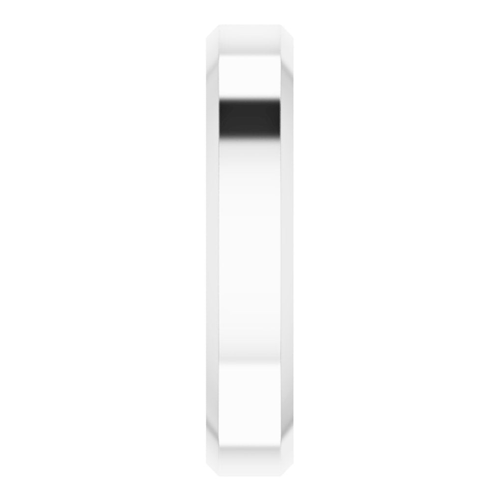 14K White Gold 4 mm Beveled-Edge Comfort-Fit Flat Band Size 7.5
