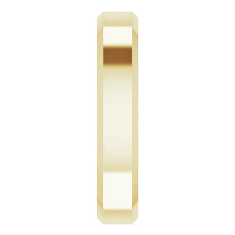 14K Yellow Gold 4 mm Beveled-Edge Comfort-Fit Flat Band Size 8