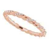 14K Rose Gold 1/8 CTW Natural Diamond Rope Eternity Band Size 5.5