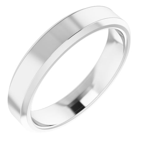 10K White Gold 4 mm Beveled-Edge Comfort-Fit Flat Band Size 12