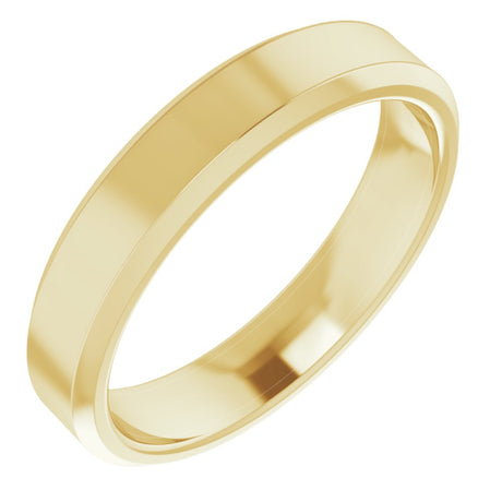 14K Yellow Gold 4 mm Beveled-Edge Comfort-Fit Flat Band Size 8