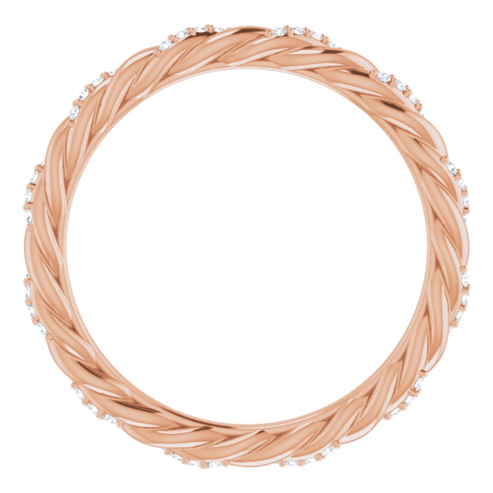 14K Rose Gold 1/8 CTW Natural Diamond Rope Eternity Band Size 5.5