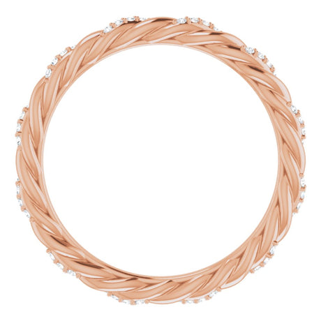 14K Rose Gold 1/8 CTW Natural Diamond Rope Eternity Band Size 5.5