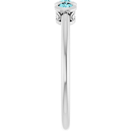 Sterling Silver Natural Blue Zircon Three-Stone Ring