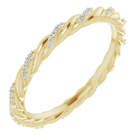 14K Yellow Gold 1/10 CTW Natural Diamond Rope Eternity Band Size 7
