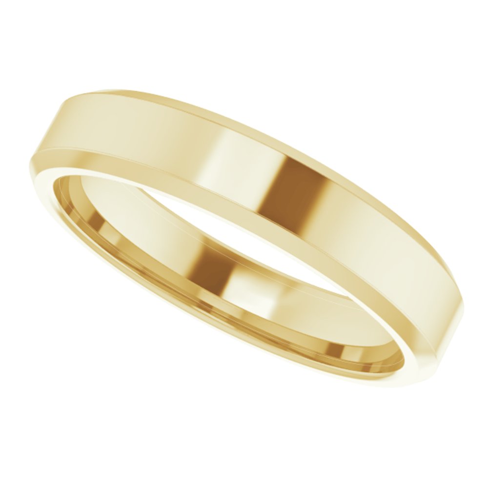 14K Yellow Gold 4 mm Beveled-Edge Comfort-Fit Flat Band Size 8