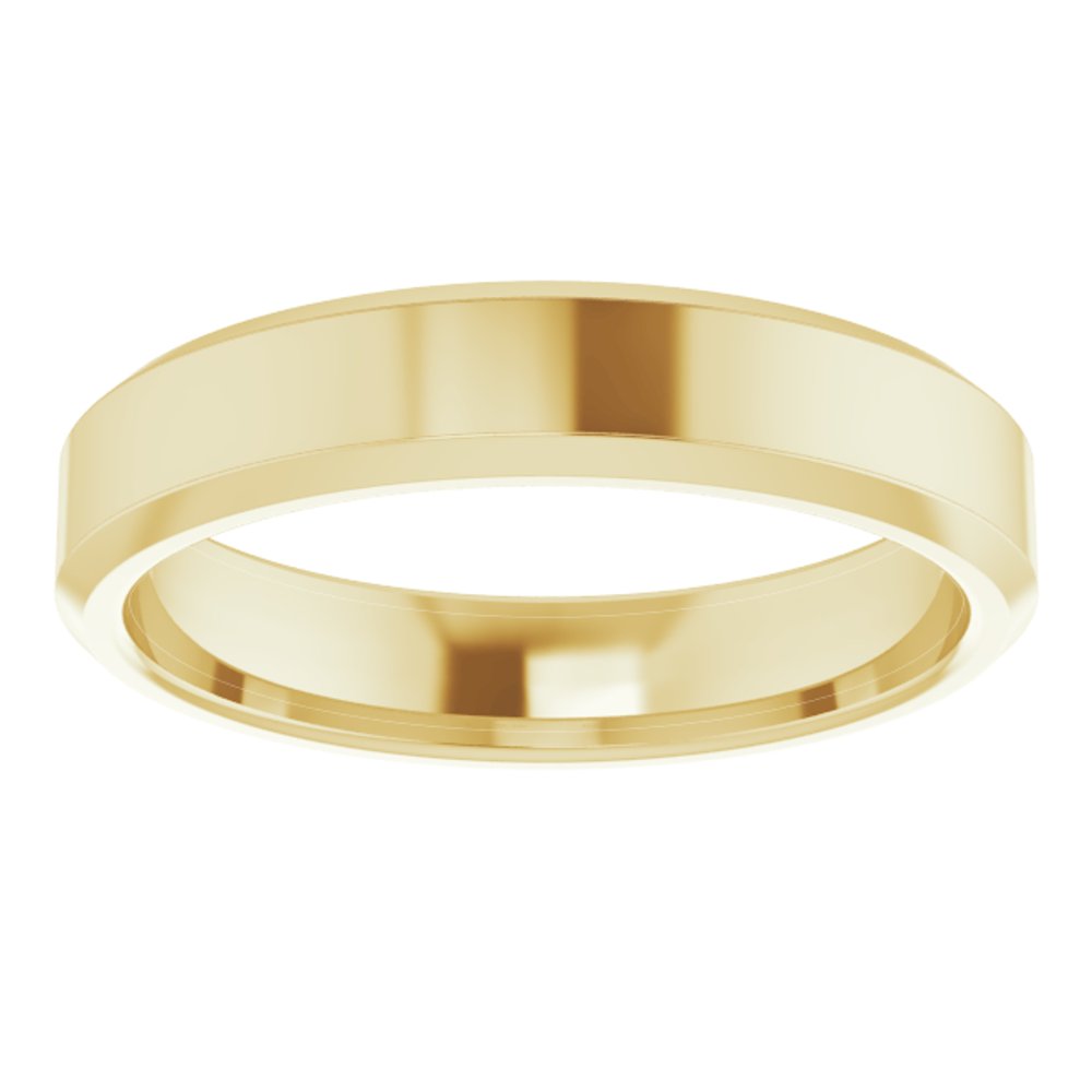 14K Yellow Gold 4 mm Beveled-Edge Comfort-Fit Flat Band Size 8