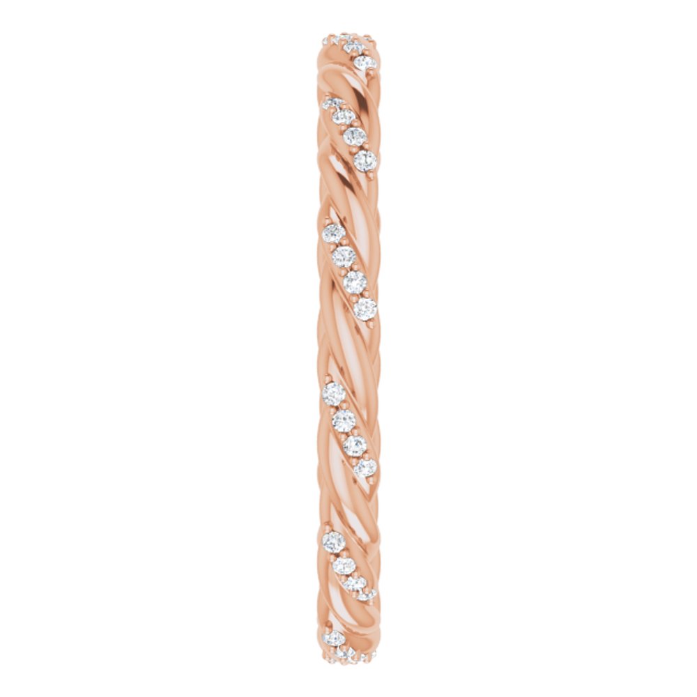 14K Rose Gold 1/8 CTW Natural Diamond Rope Eternity Band Size 5.5