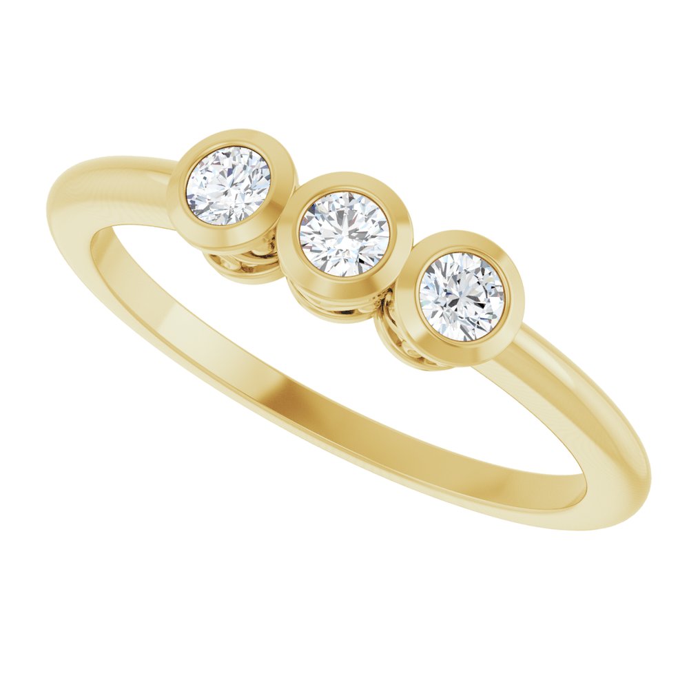 14K Yellow 1/5 CTW Natural Diamond Three-Stone Ring