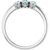 Sterling Silver Natural Blue Zircon Three-Stone Ring