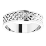 14K White 6 mm Scale Patterned Band Size 10.5