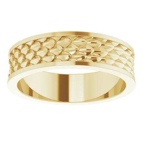 14K Yellow 6 mm Scale Patterned Band Size 9