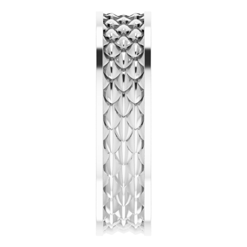 14K White 6 mm Scale Patterned Band Size 10.5
