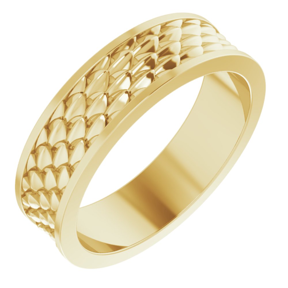 14K Yellow 6 mm Scale Patterned Band Size 9