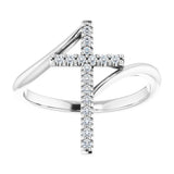 14K White 1/8 CTW Natural Diamond Cross Ring