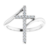 14K White Gold 1/8 CTW Natural Diamond Cross Ring