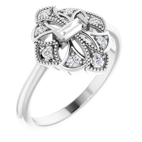 14K White Gold 1/5 CTW Natural Diamond Vintage-Inspired Ring