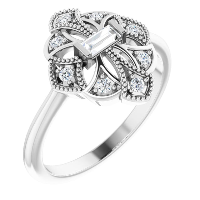 14K White Gold 1/5 CTW Natural Diamond Vintage-Inspired Ring