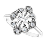 14K White Gold 1/5 CTW Natural Diamond Vintage-Inspired Ring