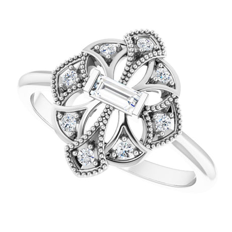 14K White Gold 1/5 CTW Natural Diamond Vintage-Inspired Ring
