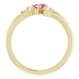 14K Yellow Natural Pink Tourmaline & 1/8 CTW Natural Diamond Bypass Ring