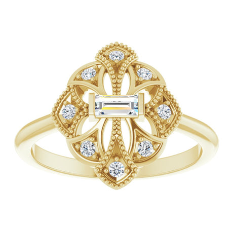 14K Yellow Gold 1/5 CTW Natural Diamond Vintage-Inspired Ring