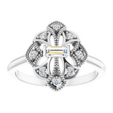 14K White Gold 1/5 CTW Natural Diamond Vintage-Inspired Ring