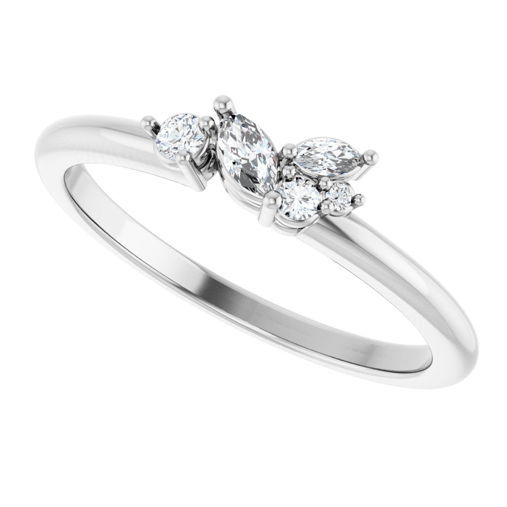 14K White 1/6 CTW Natural Diamond Stackable Ring