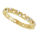14K Yellow 1/6 CTW Natural Diamond Heart Eternity Band Size 7