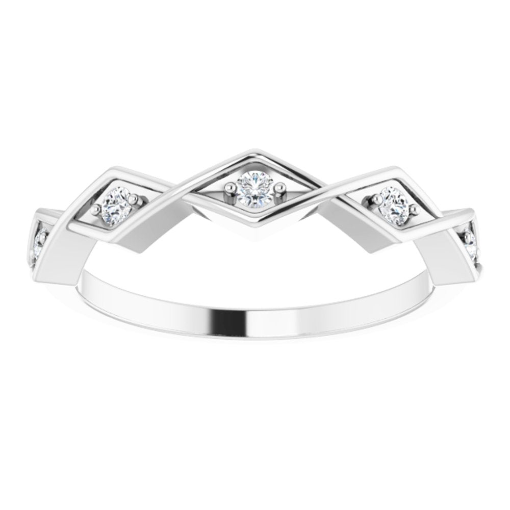 14K White 1/10 CTW Natural Diamond Geometric Anniversary Band