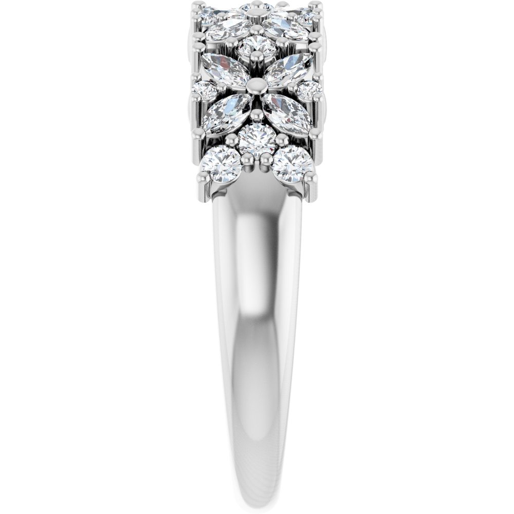 14K White 5/8 CTW Natural Diamond Floral Anniversary Band