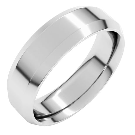 Sterling Silver 6 mm Beveled-Edge Comfort-Fit Band Size 9