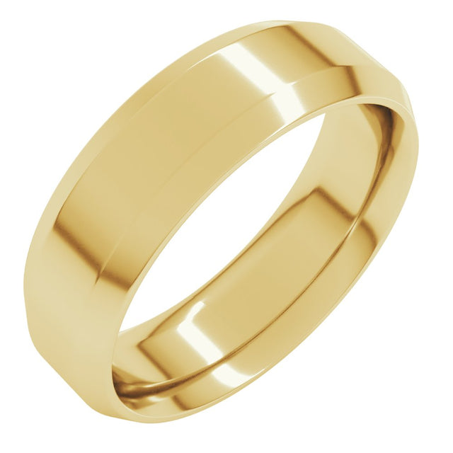 10K Yellow Gold 6 mm Beveled-Edge Comfort-Fit Flat Band Size 9
