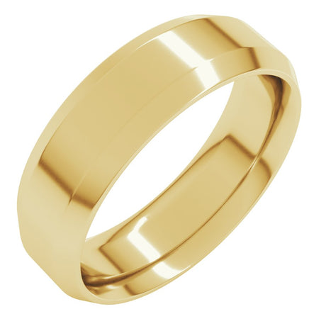 14K Yellow 6 mm Beveled-Edge Comfort-Fit Band Size 7