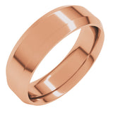 14K Rose Gold 6 mm Beveled-Edge Comfort-Fit Flat Band Size 10