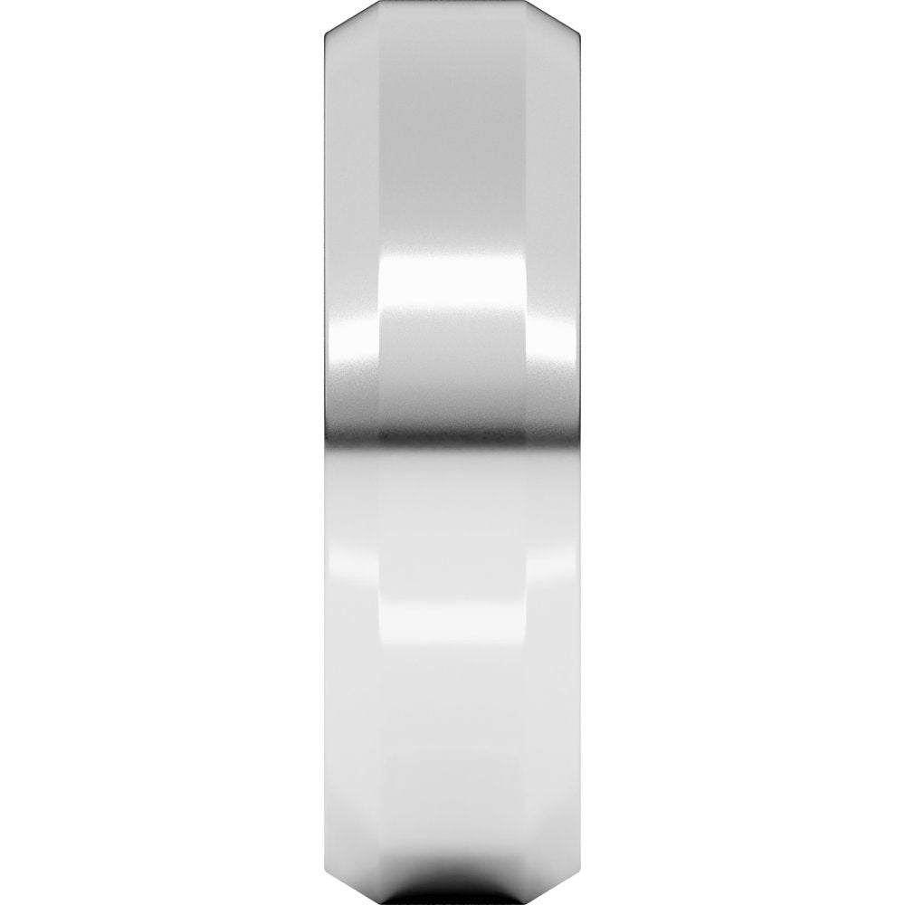 10K White Gold 6 mm Beveled-Edge Comfort-Fit Flat Band Size 8