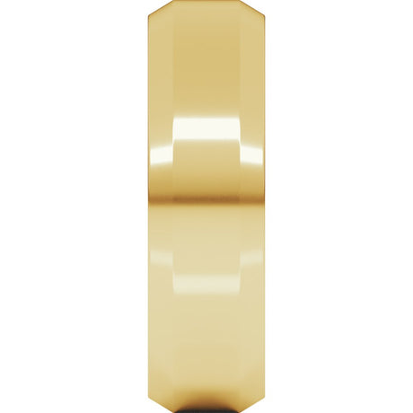 14K Yellow Gold 6 mm Beveled-Edge Comfort-Fit Flat Band Size 7.5