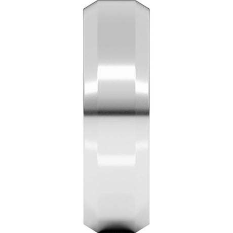14K White Gold 6 mm Beveled-Edge Comfort-Fit Flat Band Size 8
