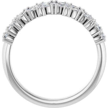 14K White 5/8 CTW Natural Diamond Floral Anniversary Band