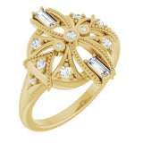 14K Yellow 1/4 CTW Natural Diamond Vintage-Inspired Ring